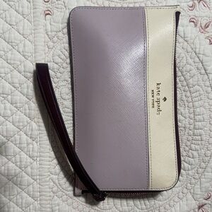 kate spade Lavender and Cream Saffiano Leather Wristlet with Dark Trim